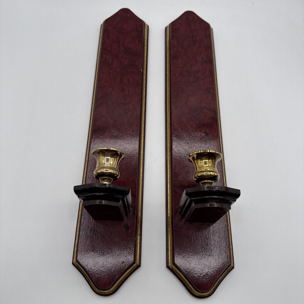 Vintage Home Interior Wood Sconces Candle Votive Cup Holders Set Of Two